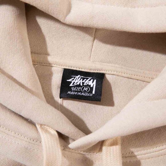 Men's Stussy Cream Printed Hooded Drawstring Sweatshirt Size: M - Picture 3 of 12